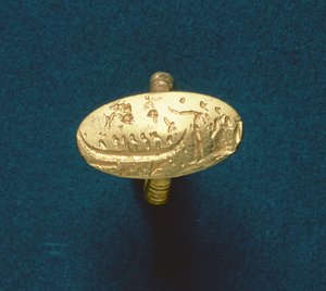 Anel de vedação, tarde Minoan, c.1500 aC (ouro)